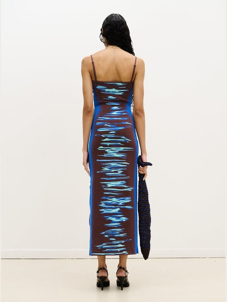 Iris ocean print maxi tank dress