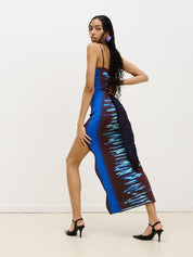 Iris ocean print maxi tank dress