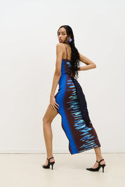 Iris ocean print maxi tank dress