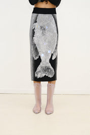 Coley flashlight reflective midi skirt