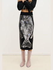 Coley flashlight reflective midi skirt