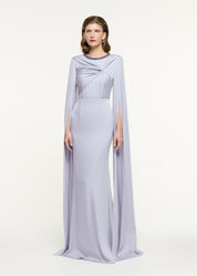 CAPE SLEEVE EMBELLISHED GOWN LAVENDER