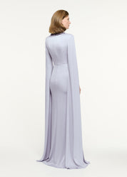 CAPE SLEEVE EMBELLISHED GOWN LAVENDER