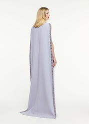 EMBELLISHED CAPE SATIN CREPE GOWN LAVENDER