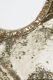 CRYSTAL NECKLINE SEQUIN COLUMN GOWN