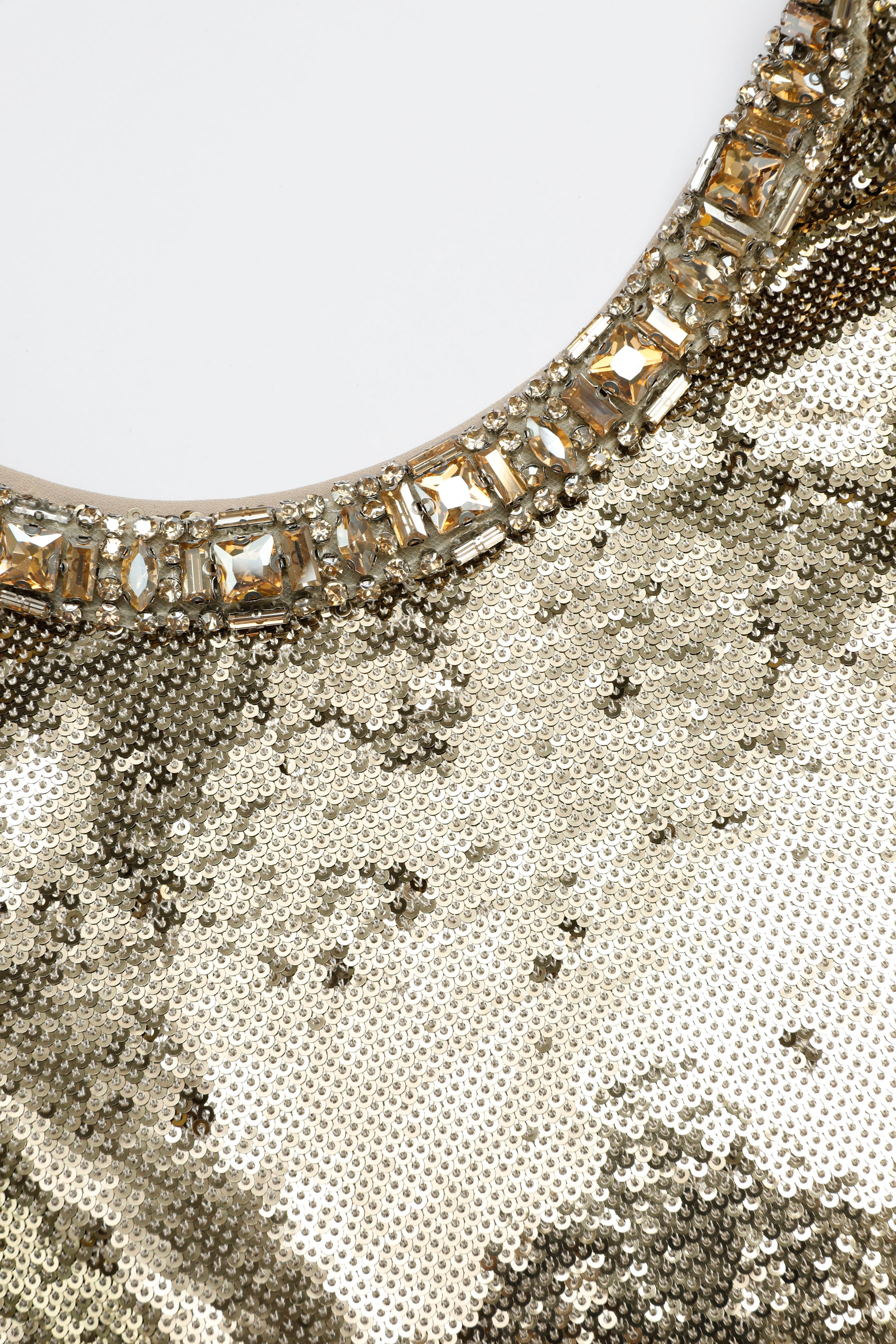 CRYSTAL NECKLINE SEQUIN COLUMN GOWN