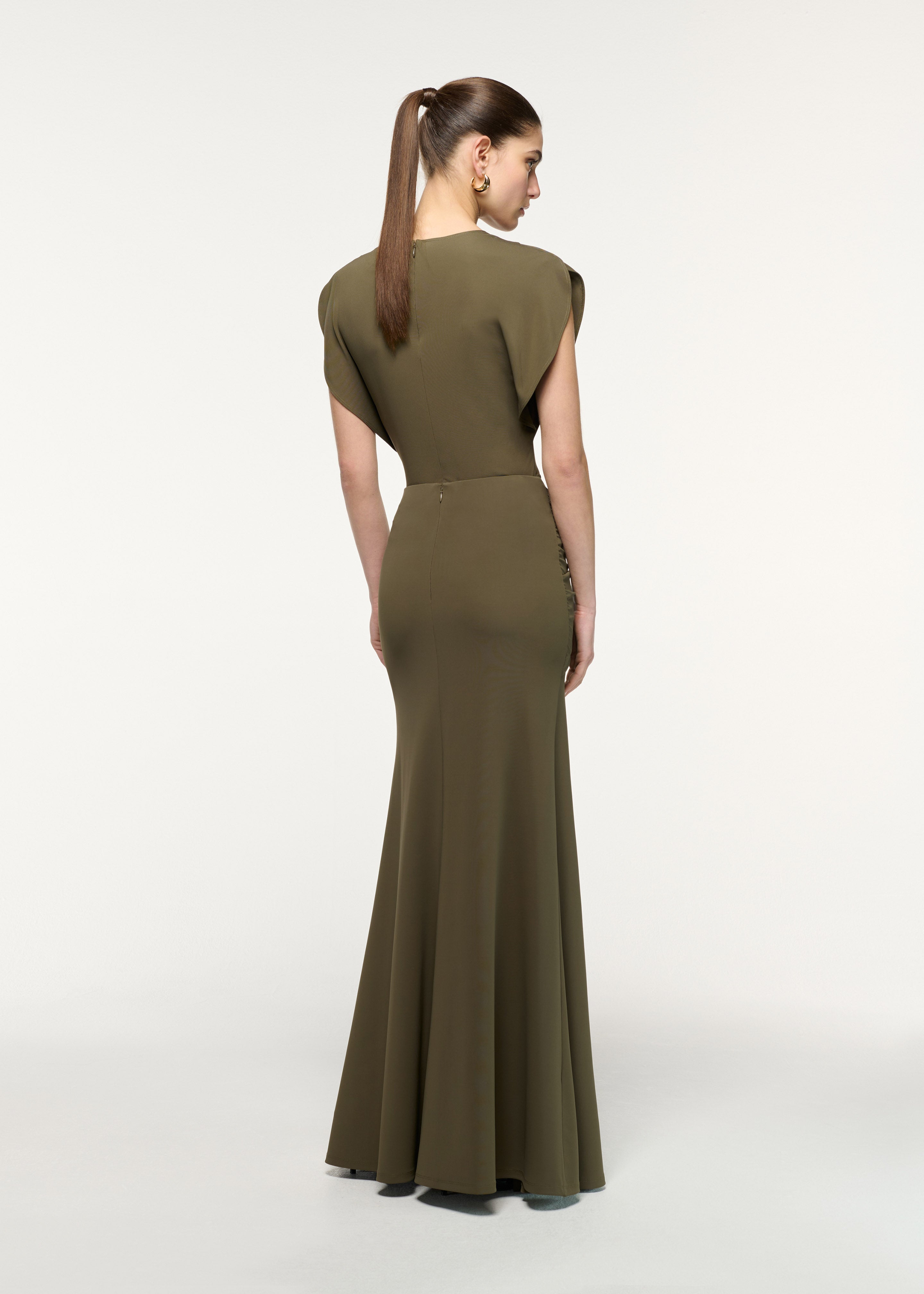 Waterfall twist drape jersey skirt