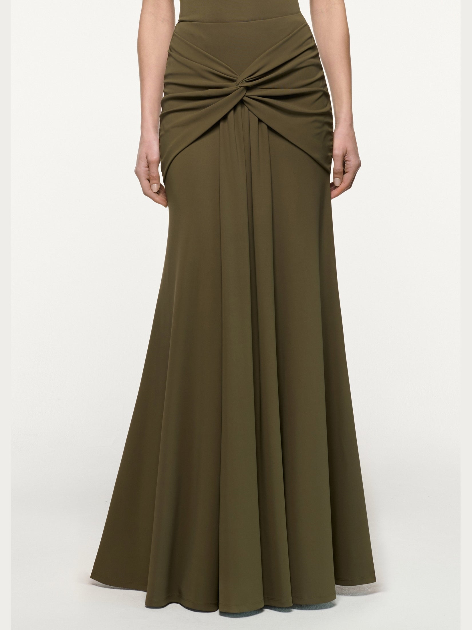 Waterfall twist drape jersey skirt