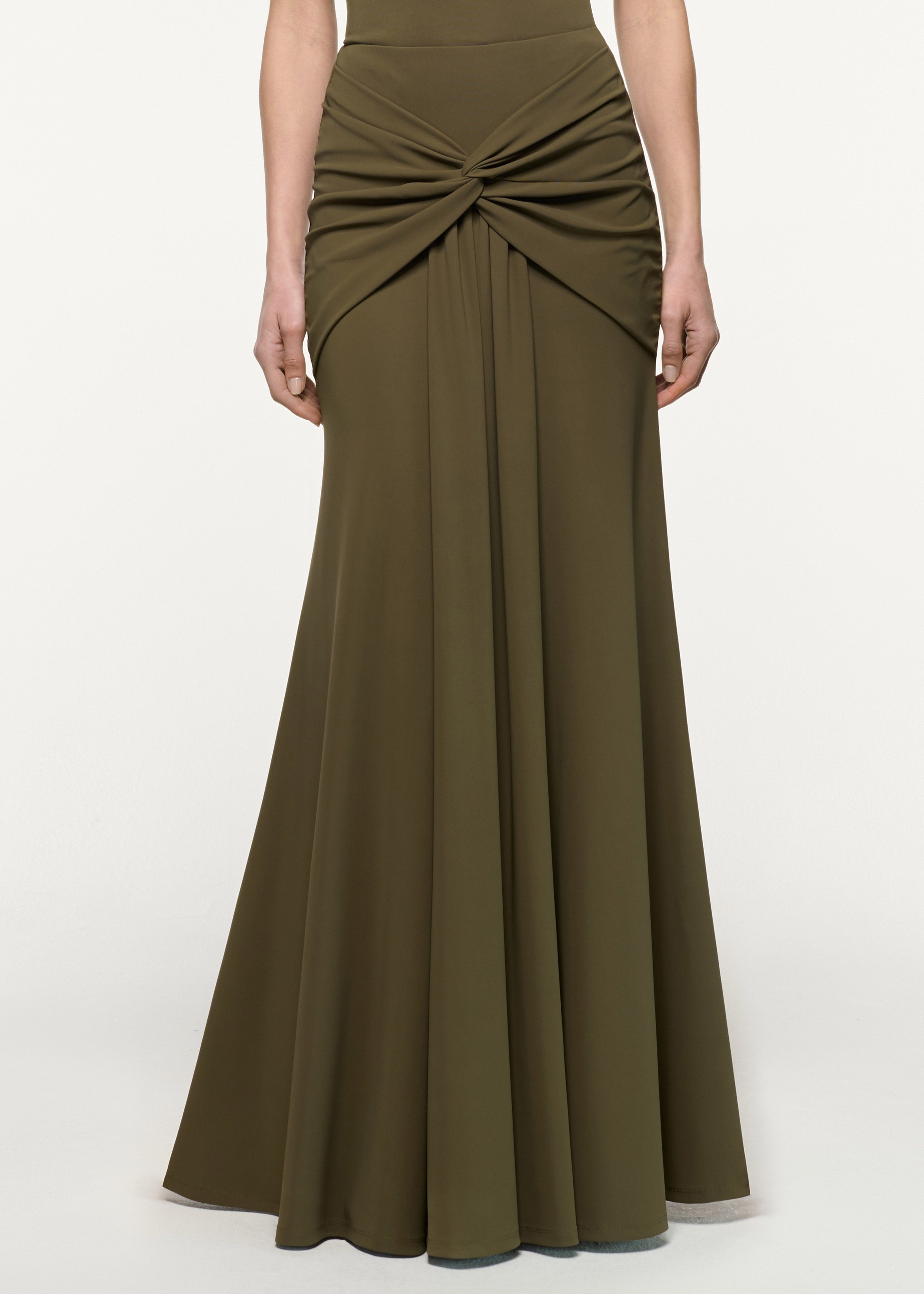 Waterfall twist drape jersey skirt