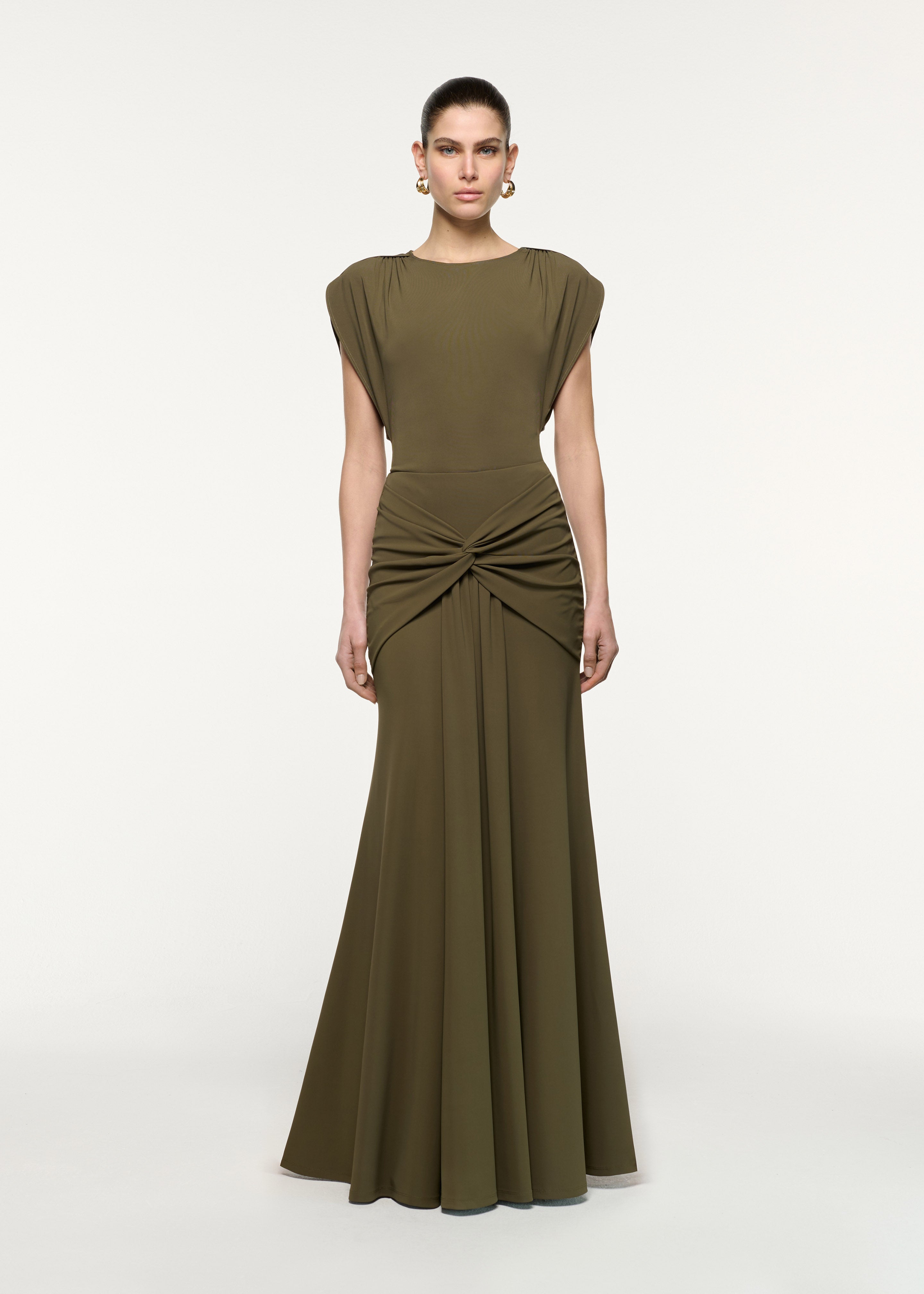 Petal drape sleeve jersey top
