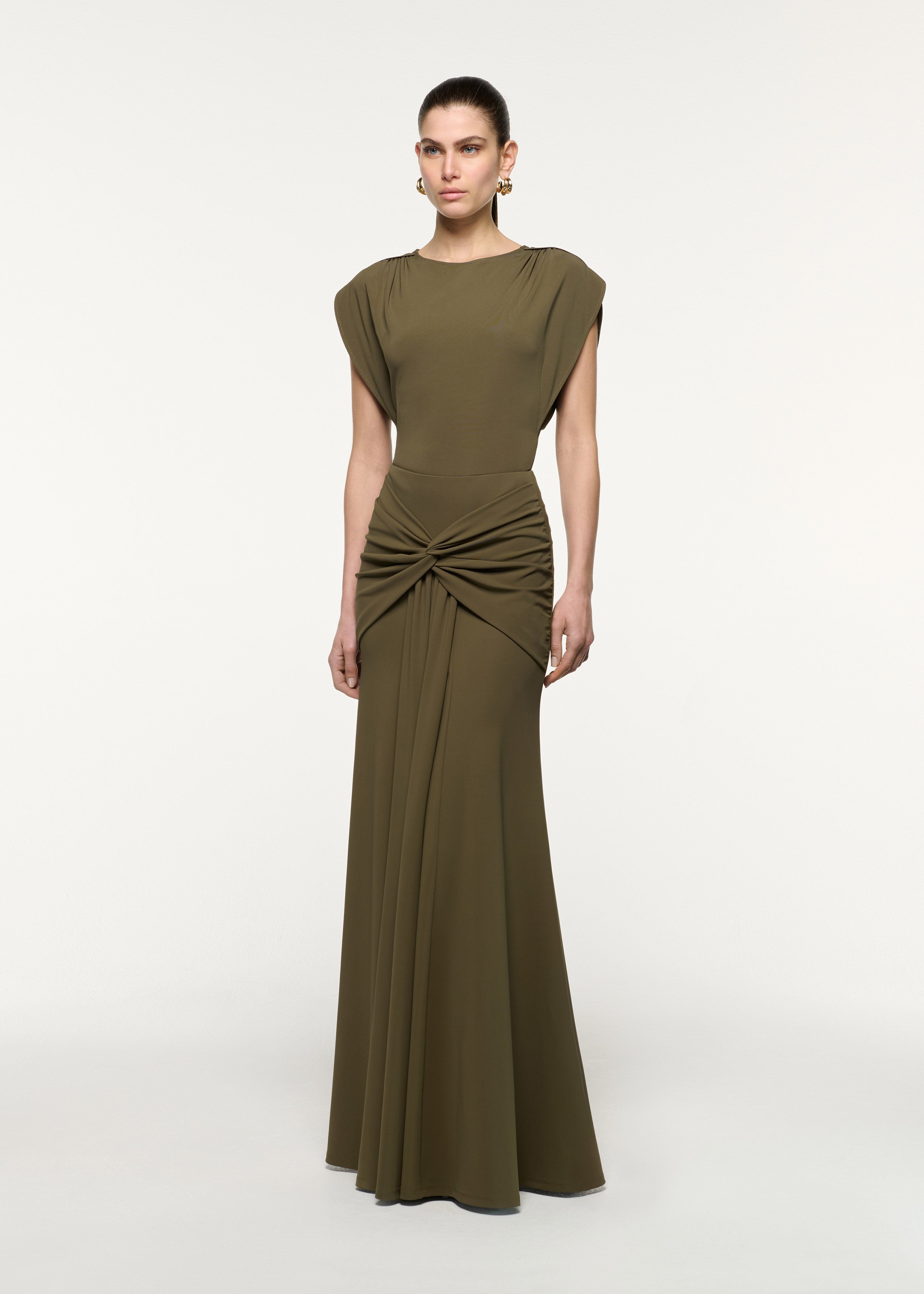 Petal drape sleeve jersey top