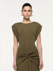Petal drape sleeve jersey top