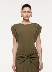 Petal drape sleeve jersey top