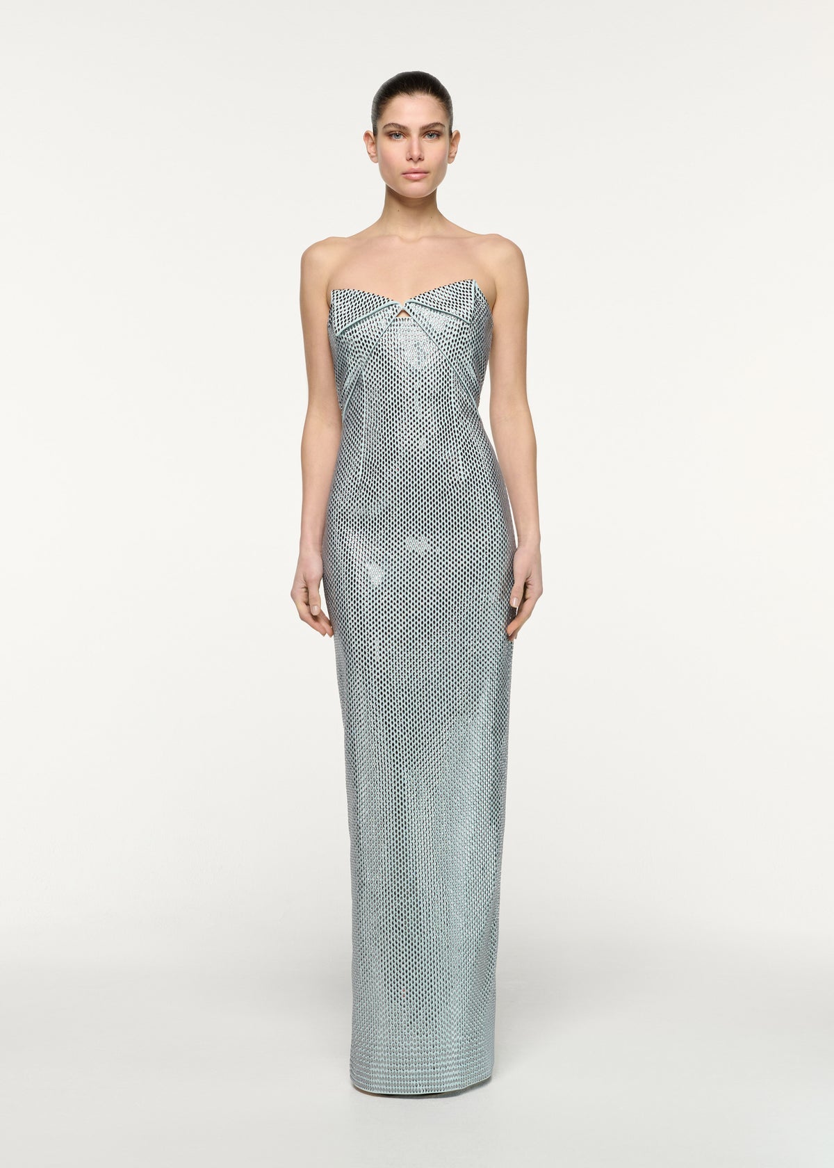 Origami drape bust diamante gown
