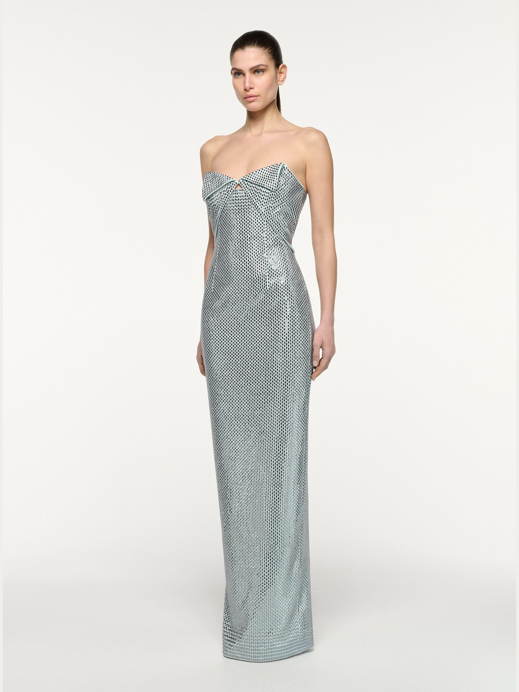 Origami drape bust diamante gown