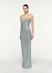 Origami drape bust diamante gown