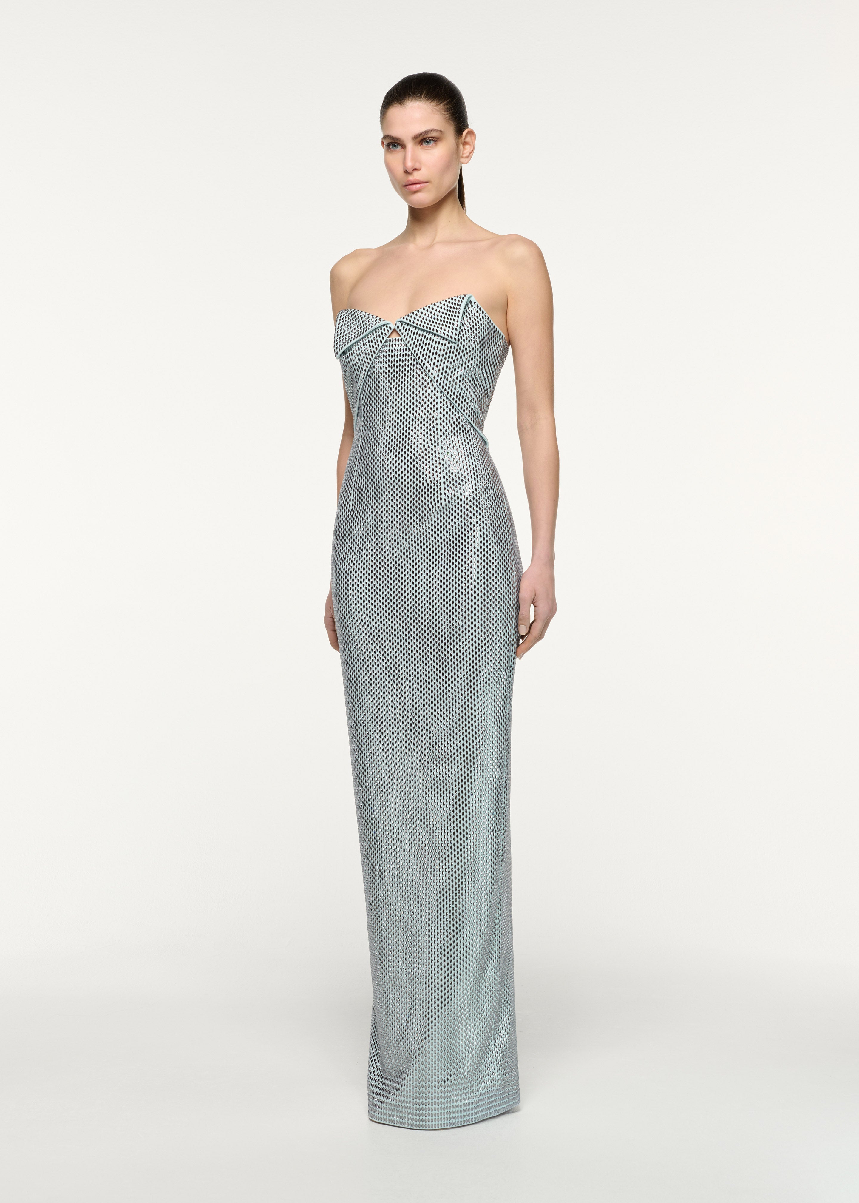 Origami drape bust diamante gown