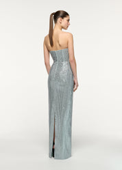 Origami drape bust diamante gown