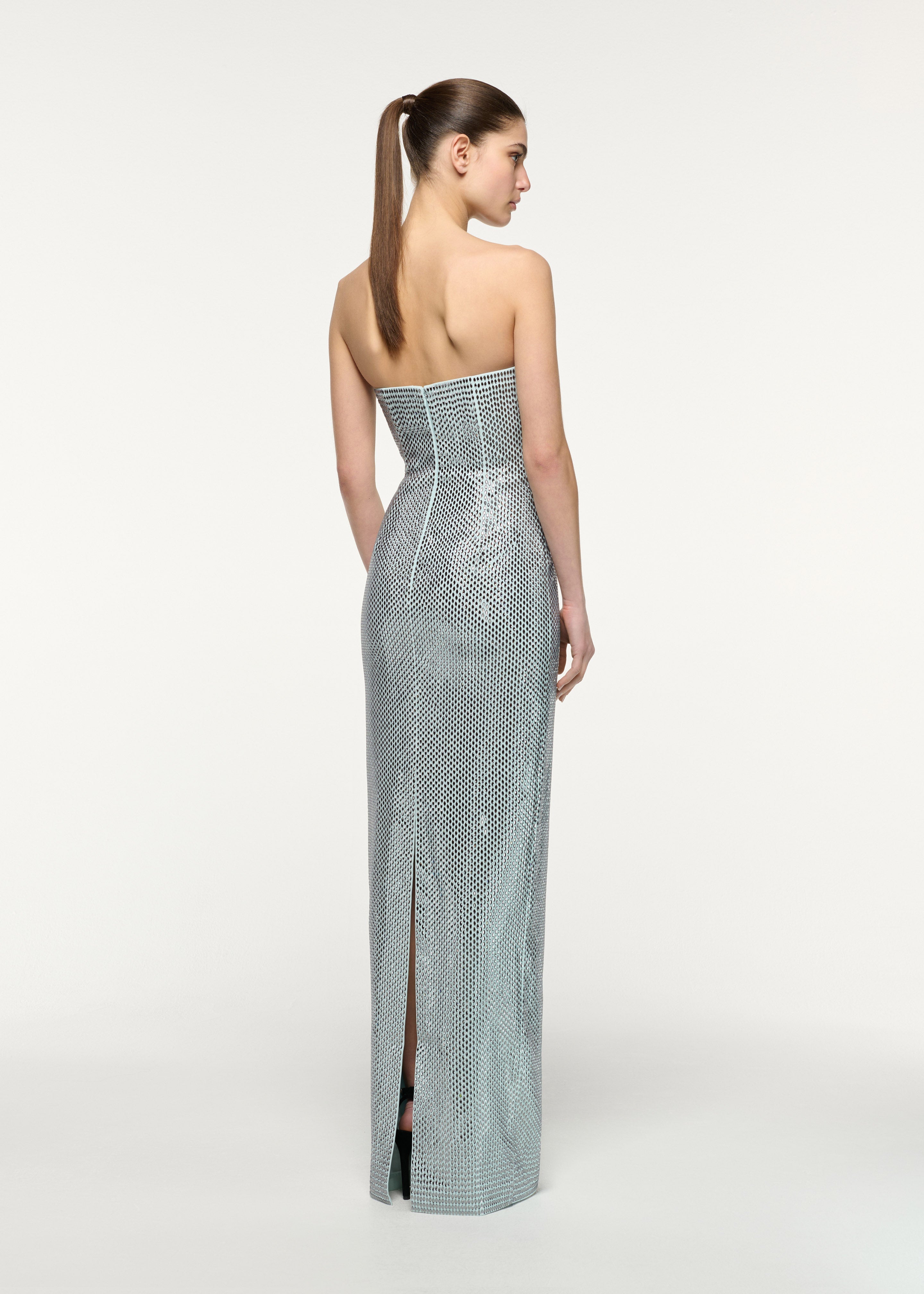 Origami drape bust diamante gown