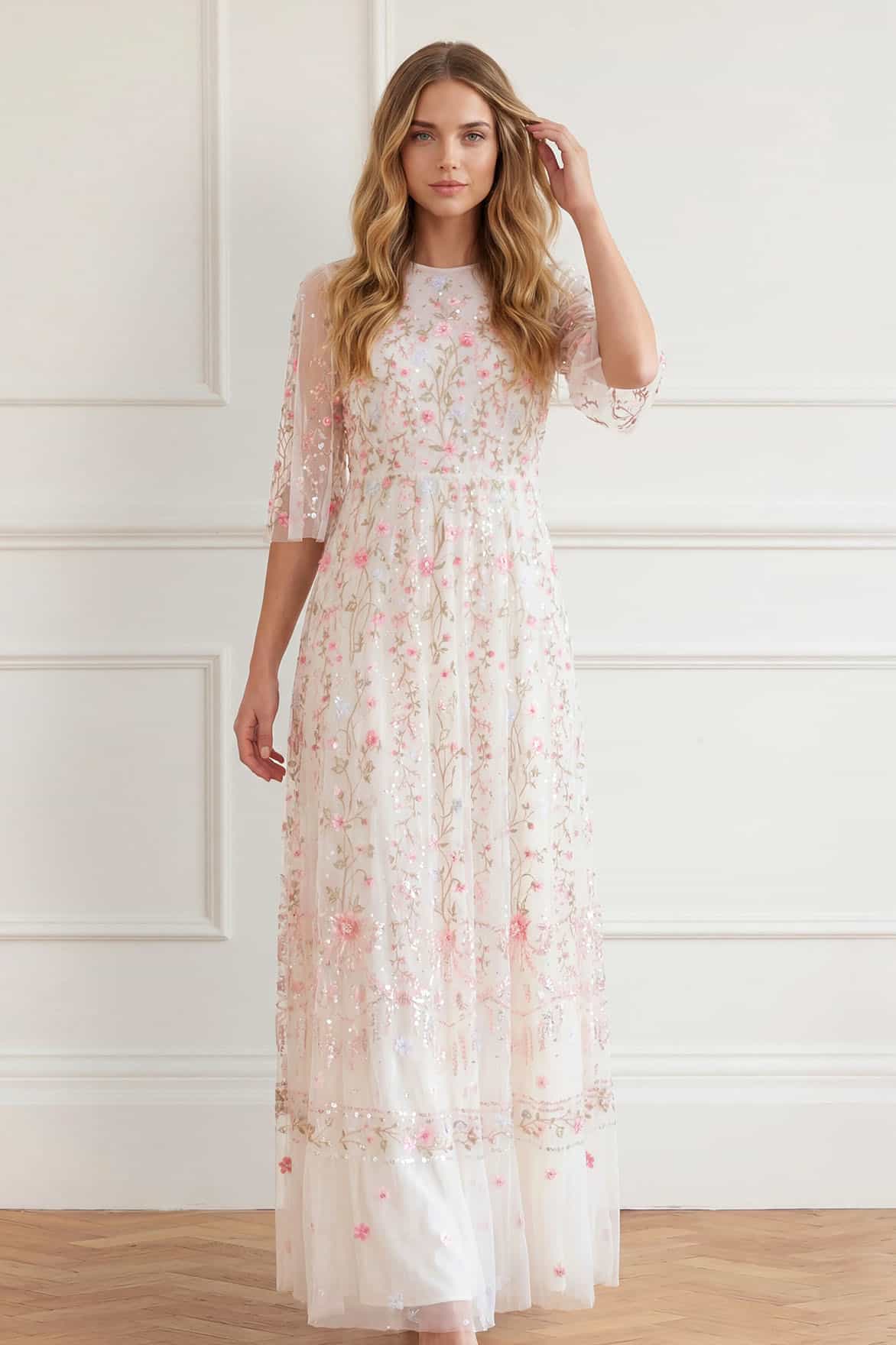 Rococo ribbon round neck gown