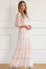 Rococo ribbon round neck gown