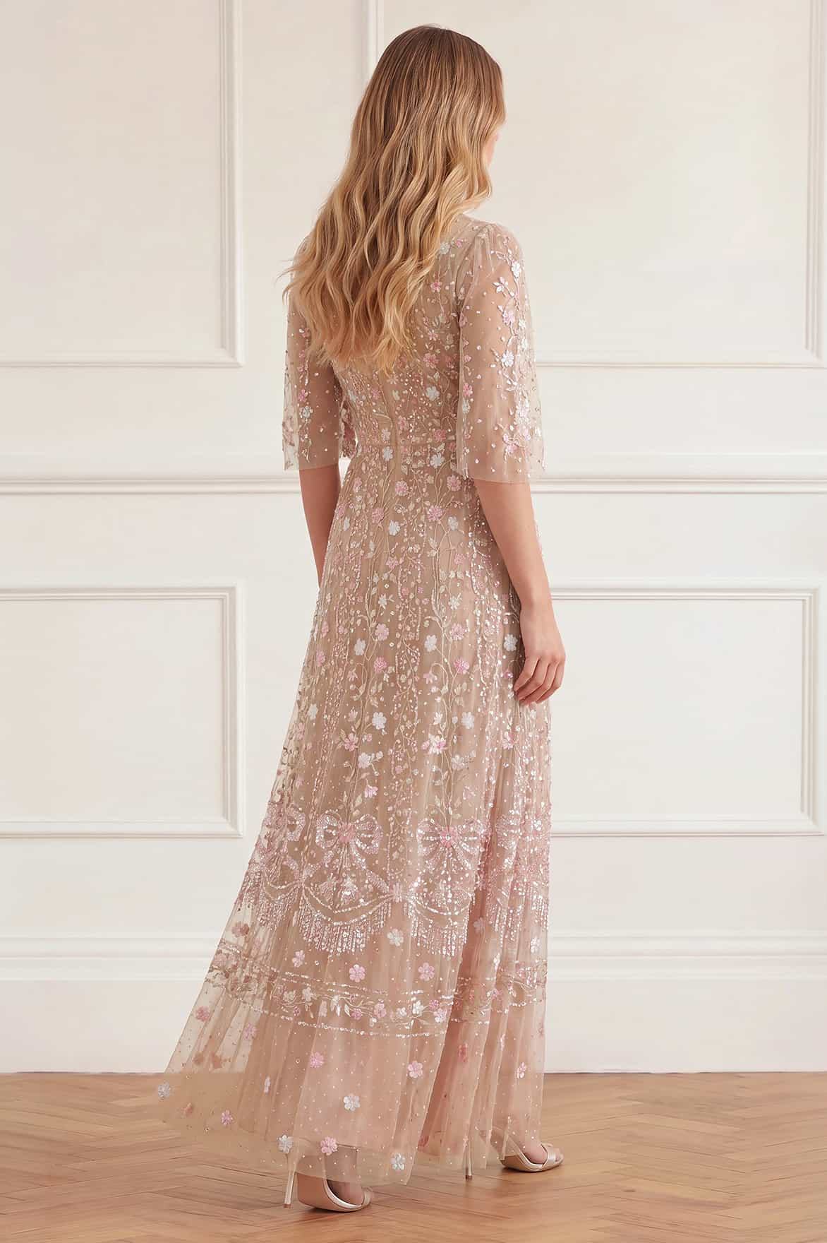 Rococo ribbon round neck gown