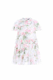 ROSE CHIFFON TIERED CAPE KIDS DRESS