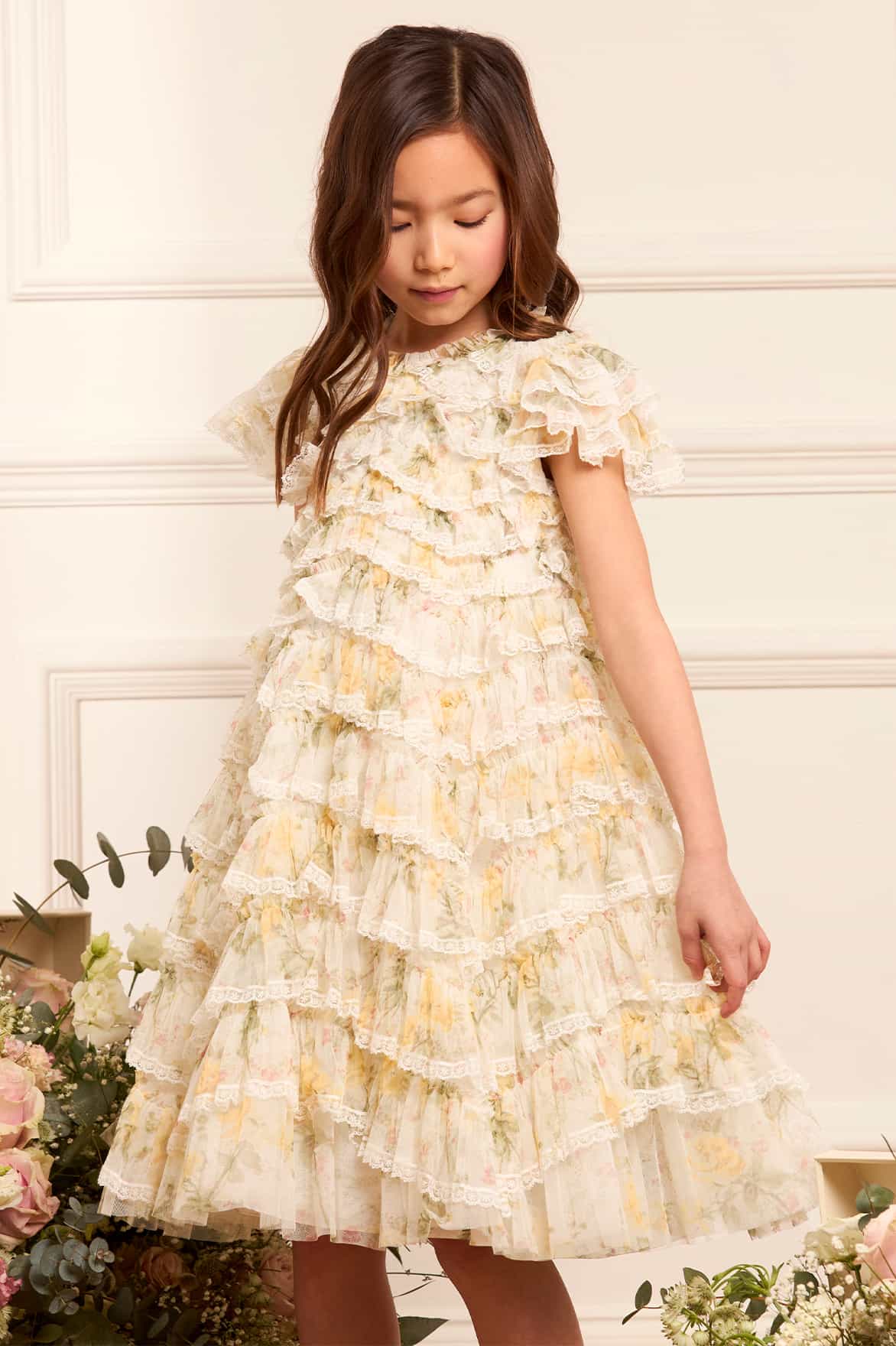 Rose Ruffle Lace Kids Dress