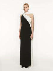 Asymmetric satin sash maxi dress