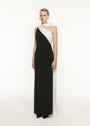 ASYMMETRIC SATIN SASH MAXI DRESS