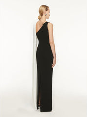 Asymmetric satin sash maxi dress