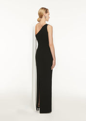 ASYMMETRIC SATIN SASH MAXI DRESS