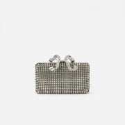 SILVER CRYSTAL BOX CLUTCH