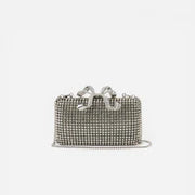 SILVER CRYSTAL BOX CLUTCH