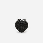 BLACK CRYSTAL HEART CLUTCH