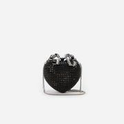 BLACK CRYSTAL HEART CLUTCH