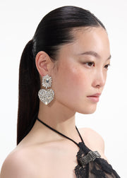 CRYSTAL HEART TIERED EARRINGS