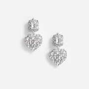 CRYSTAL HEART TIERED EARRINGS