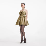 GOLD METALLIC JACQUARD MIDI DRESS