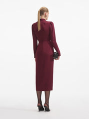 Burgundy satin midi dress