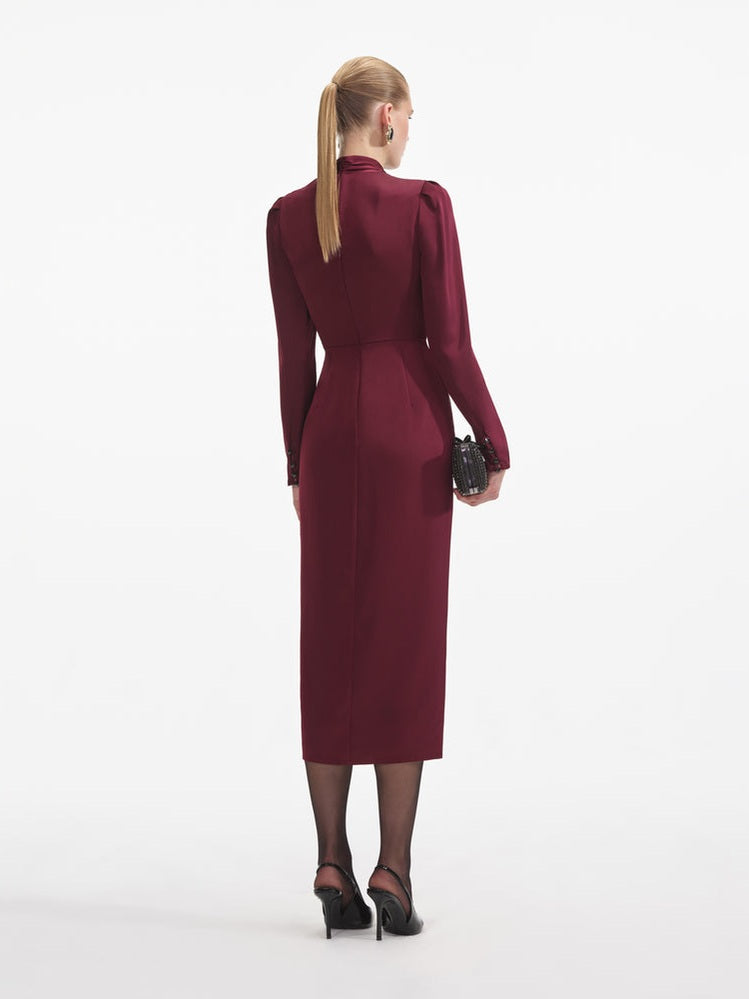 Burgundy satin midi dress
