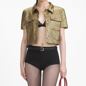 GOLD METALLIC JACQUARD TOP