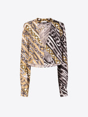 Chain printed crystal link blouse