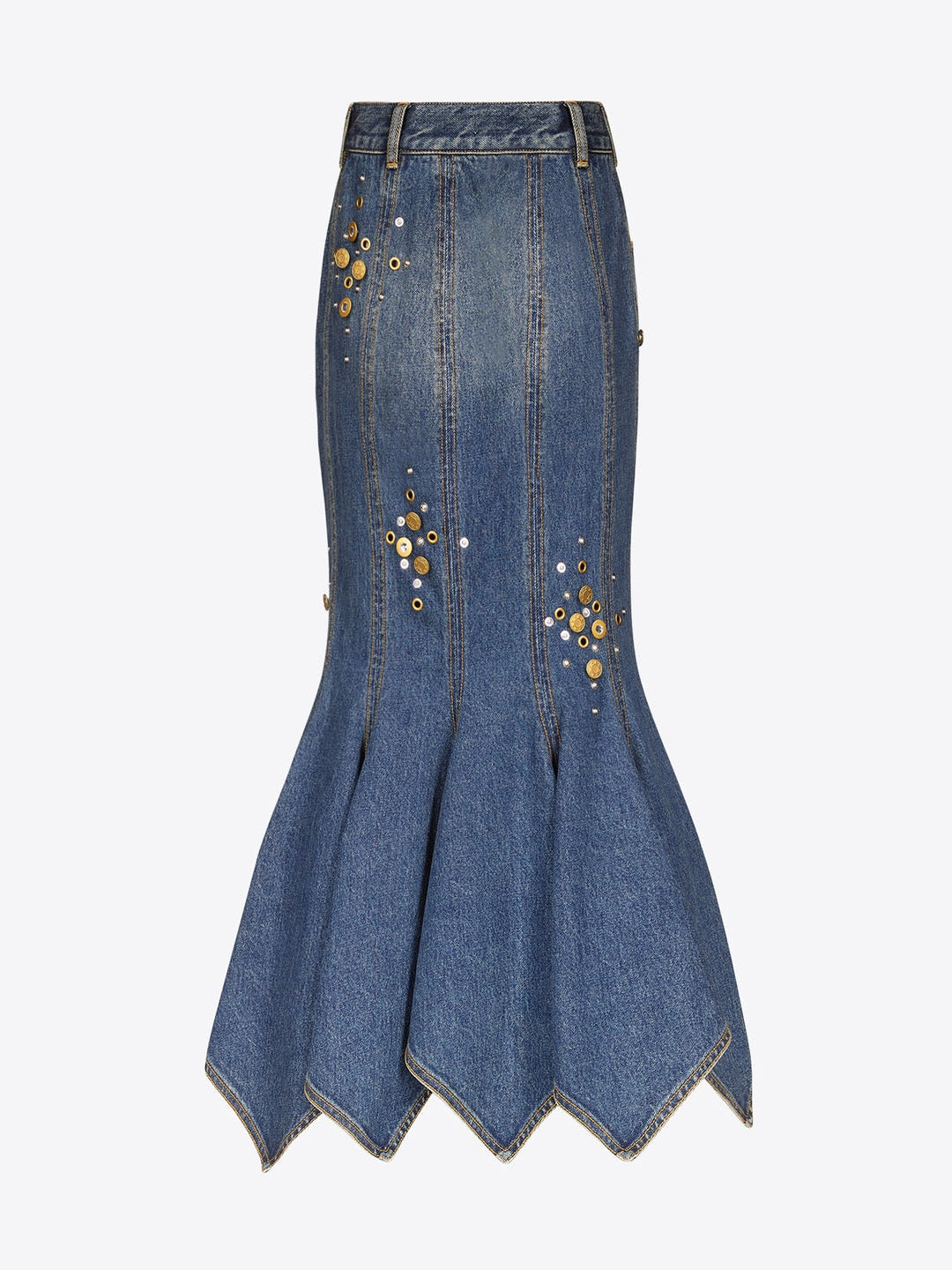 Crystal button studded handkerchief skirt