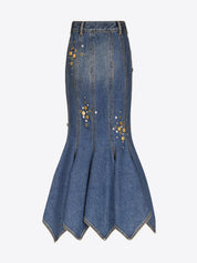 Crystal button studded handkerchief skirt