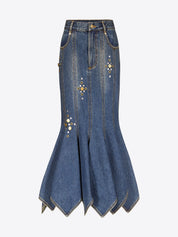 Crystal button studded handkerchief skirt