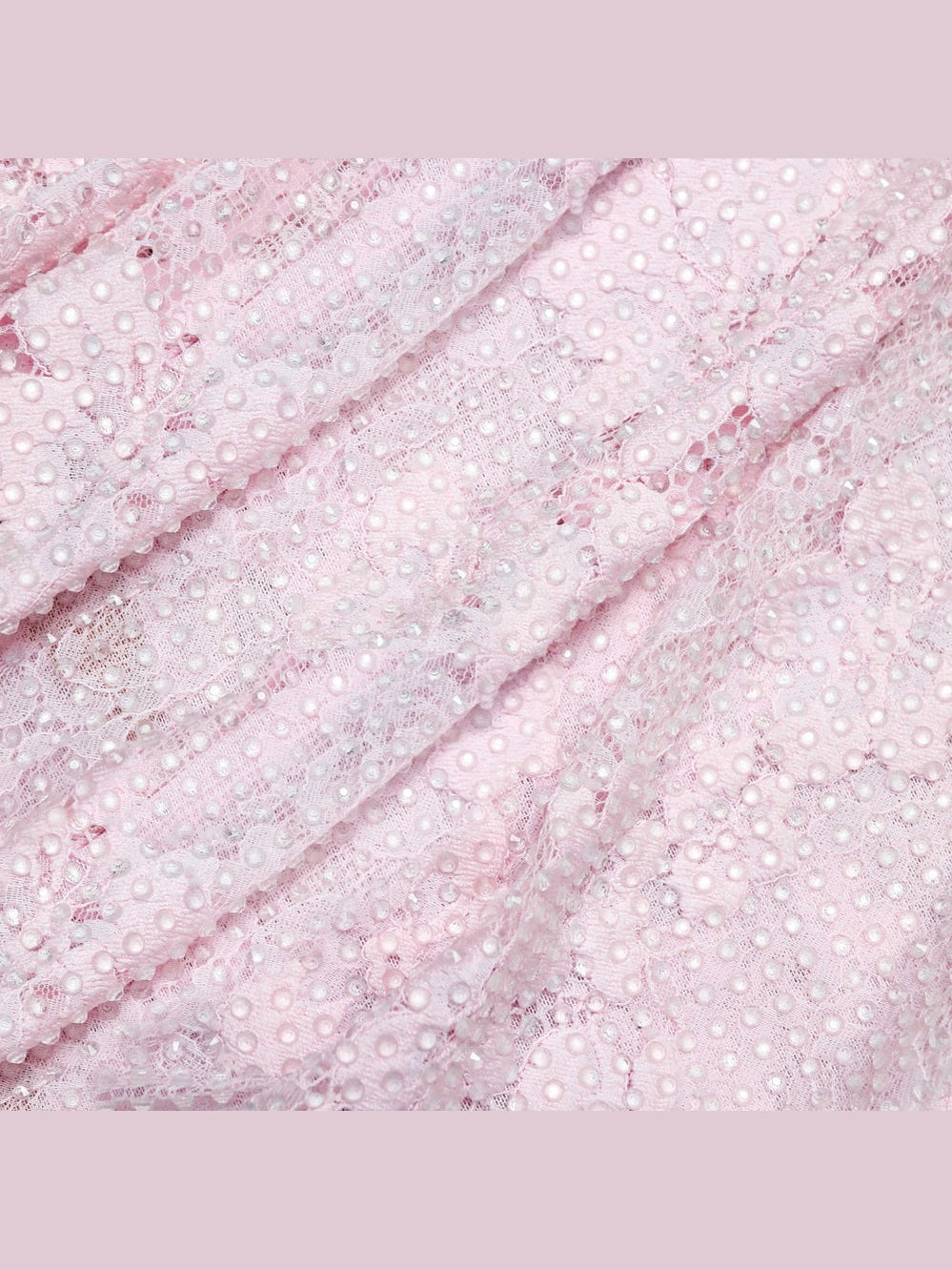 Pink rhinestone lace drape top