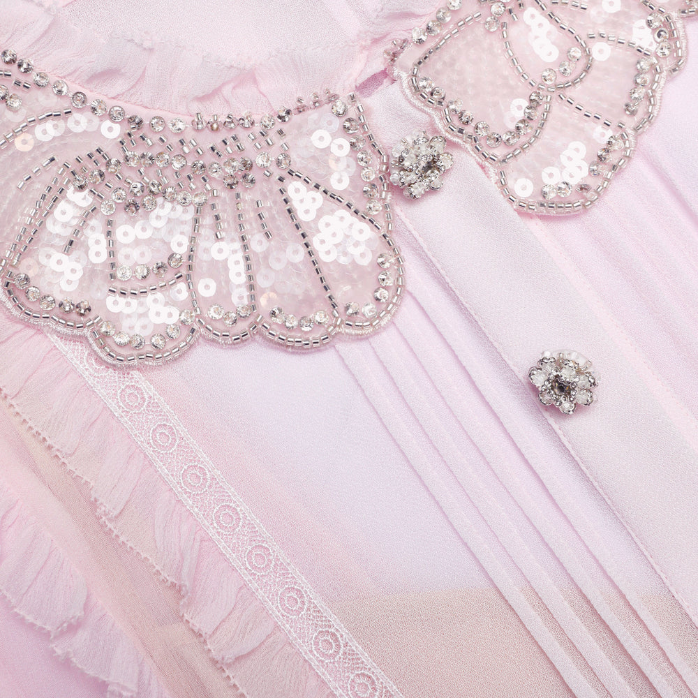 PINK PLEATED GEORGETTE MIDI DRESS