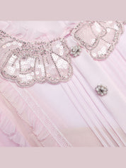 Pink pleated georgette midi dress