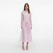 PINK PLEATED GEORGETTE MIDI DRESS